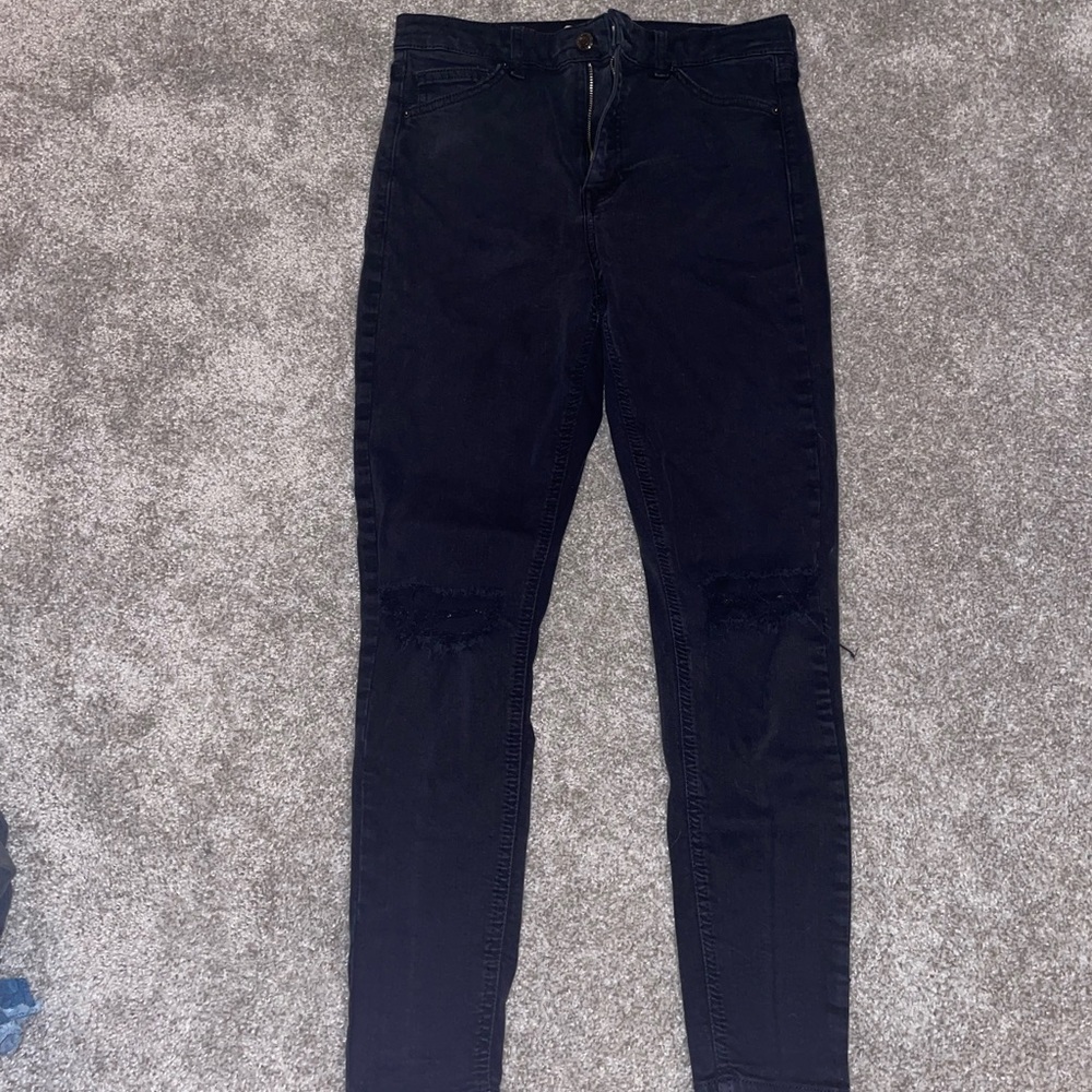 Topshop black ripped skinny jeans